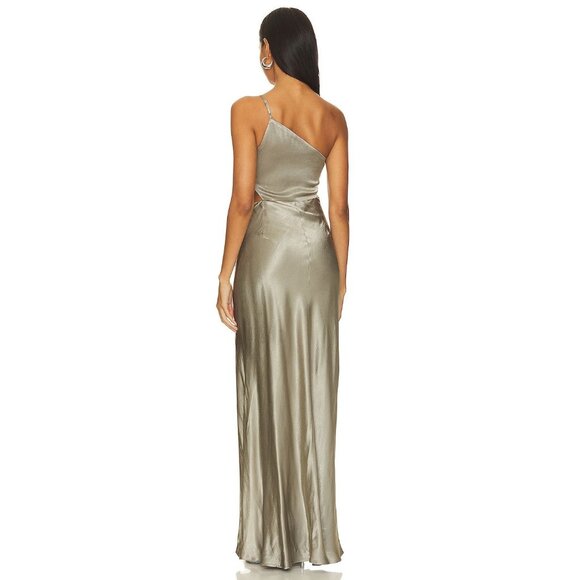 Shona Joy La Lune Asymmetrical Gathered Maxi Dress in Sage 10 New Womens Gown - Picture 2 of 14